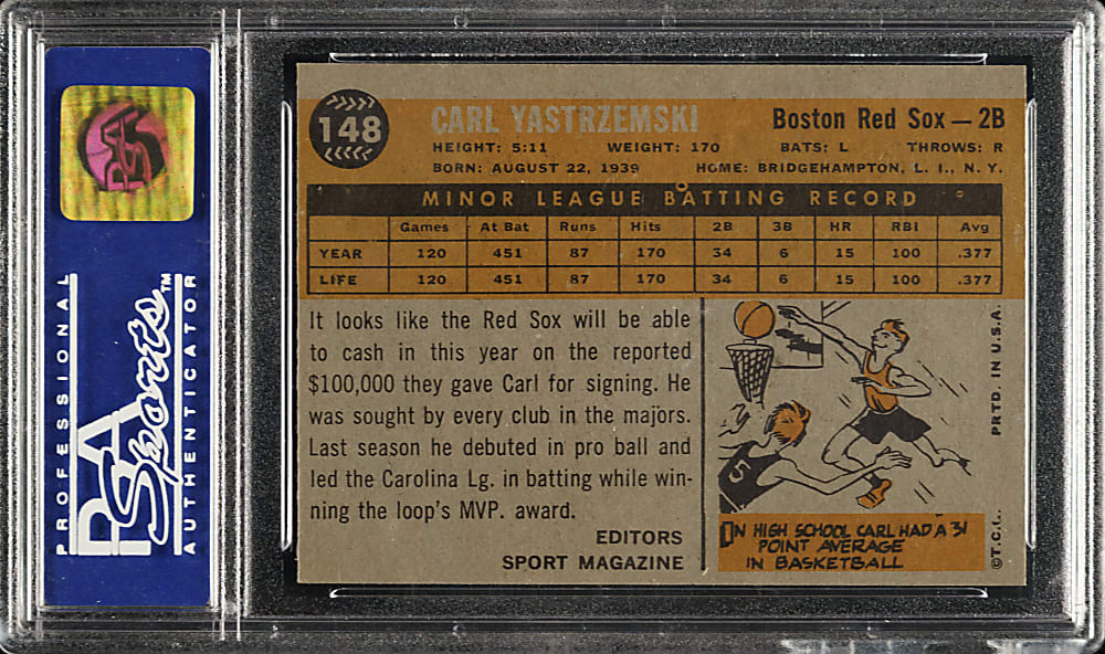 1960 Topps #148 Carl Yastrzemski Rookie PSA NM-MT 8