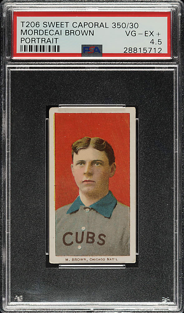 1909-1911 T206 White Border Mordecai Brown Portrait PSA VG-EX+ 4.5