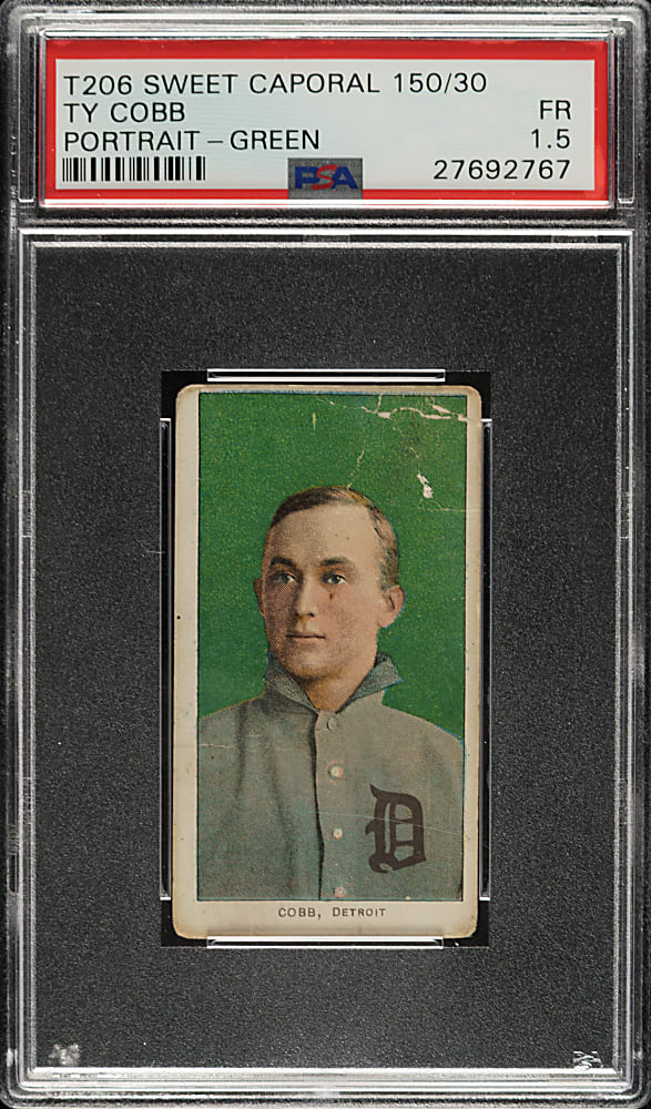 1909-1911 T206 White Border Ty Cobb Portrait Green Background PSA FAIR 1.5