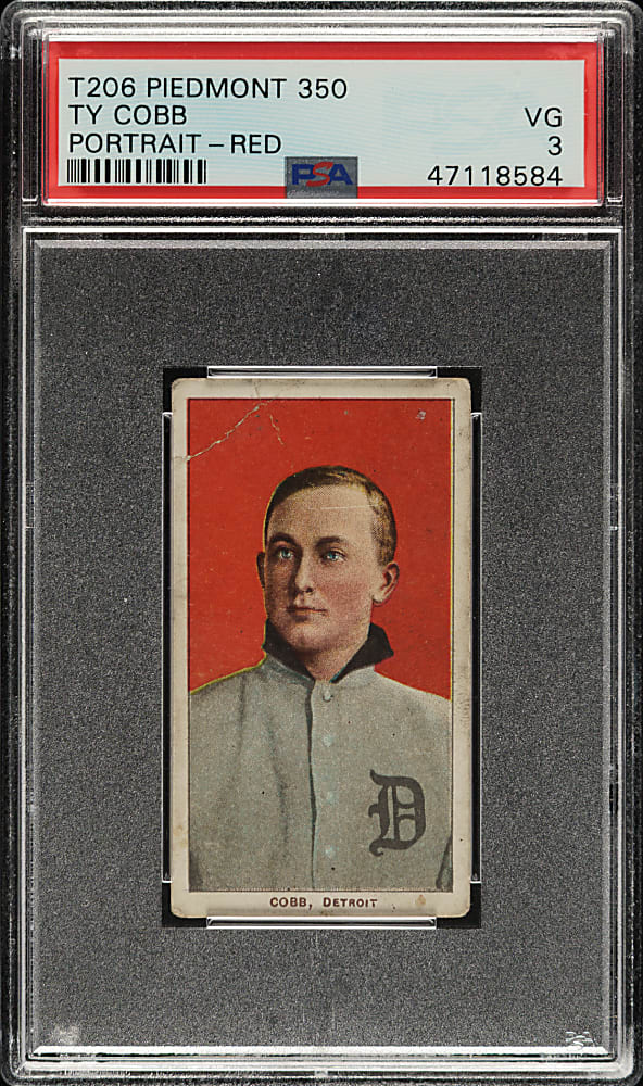 1909-1911 T206 White Border Ty Cobb Portrait Red Background PSA VG 3
