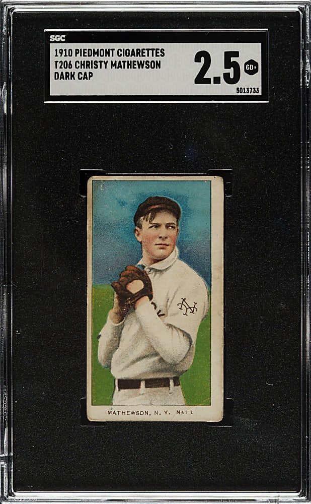 1909-1911 T206 White Border Christy Mathewson Dark Cap SGC GOOD+ 2.5