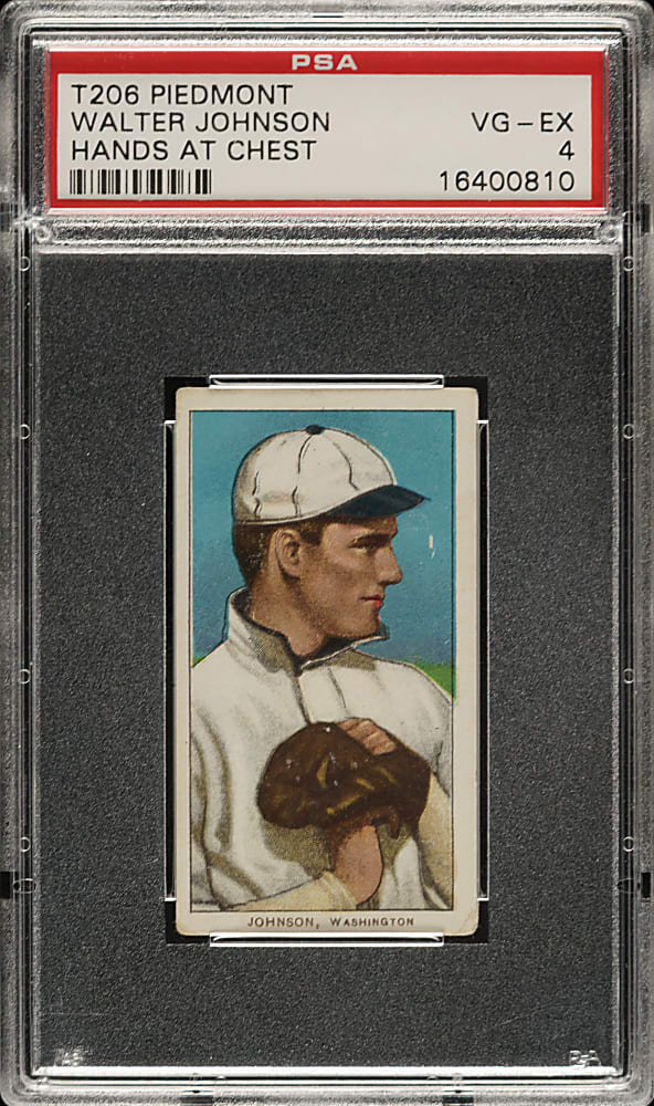 1909-1911 T206 White Border Walter Johnson Hands at Chest PSA VG-EX 4