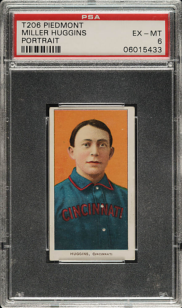 1909-1911 T206 White Border Miller Huggins Portrait PSA EX-MT 6