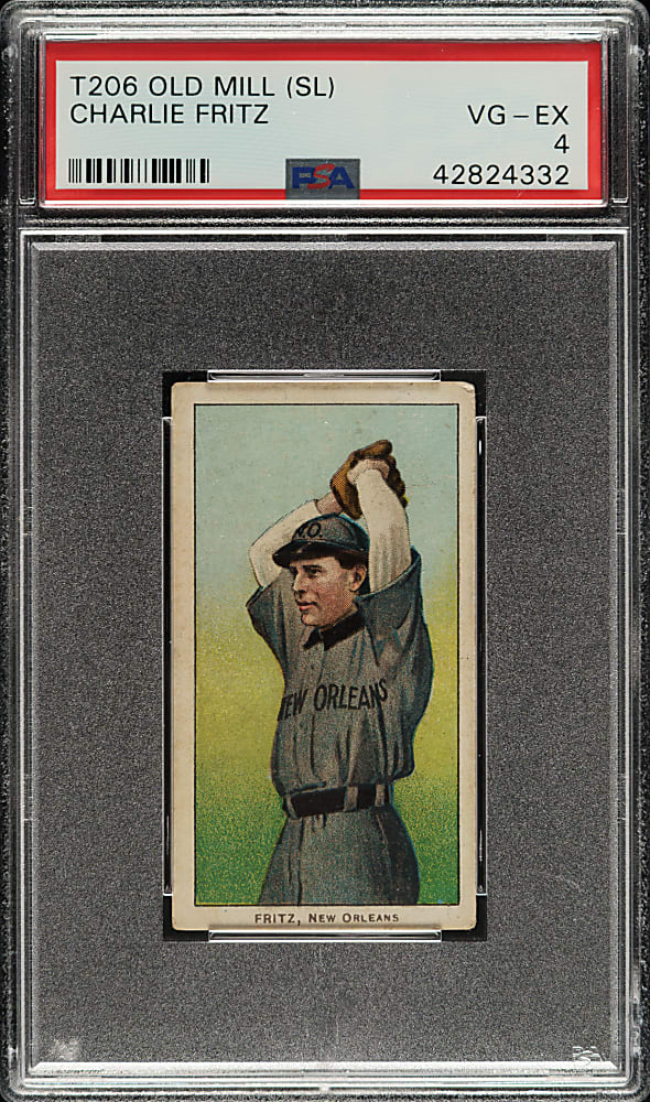 1909-1911 T206 White Border Charlie Fritz Southern Leaguer PSA VG-EX 4 - Oid Mill Back