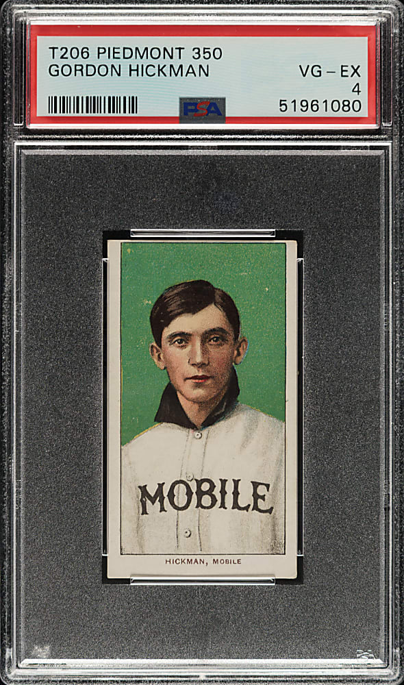 1909-1911 T206 White Border Gordon Hickman Southern Leaguer PSA VG-EX 4