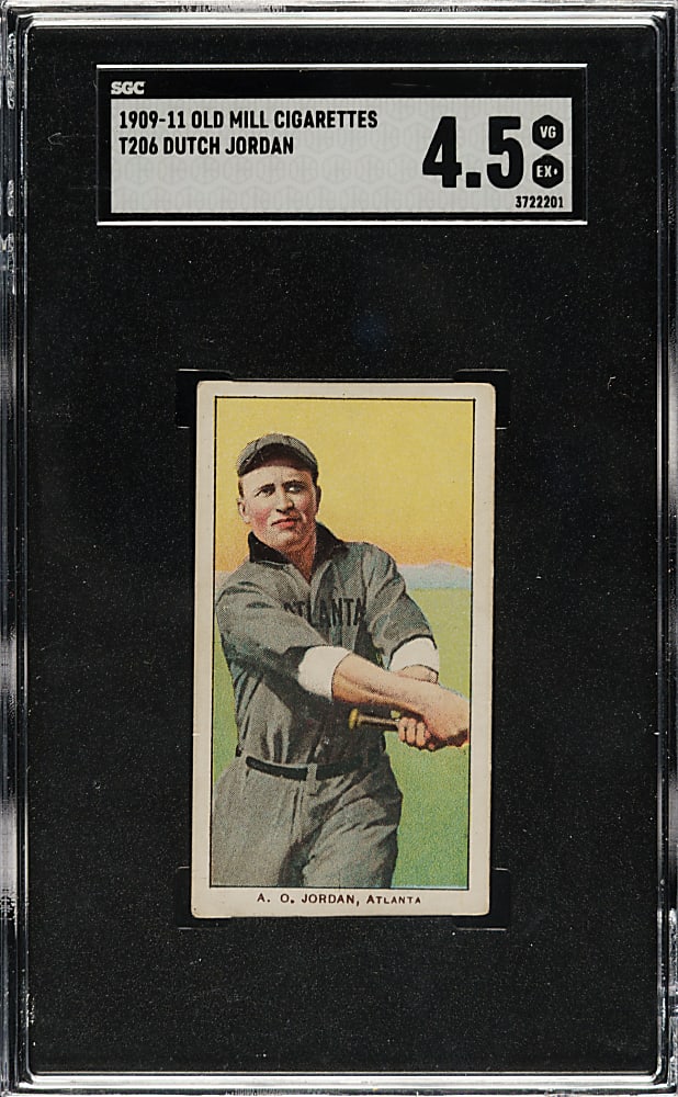 1909-1911 T206 White Border Dutch Jordan Southern Leaguer SGC VG/EX+ 4.5 - Old Mill Back