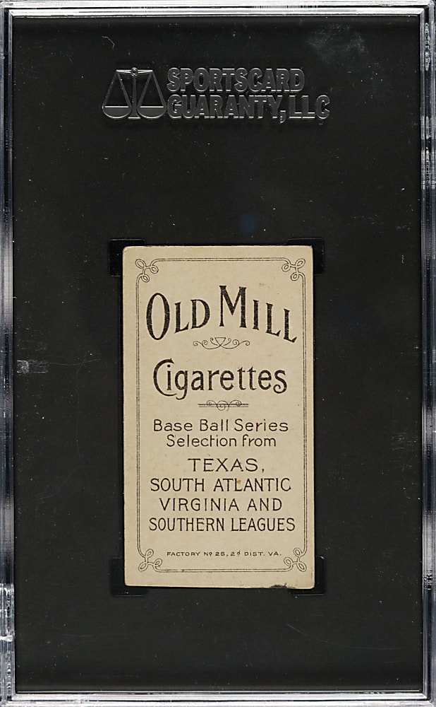 1909-1911 T206 White Border Dutch Jordan Southern Leaguer SGC VG/EX+ 4.5 - Old Mill Back