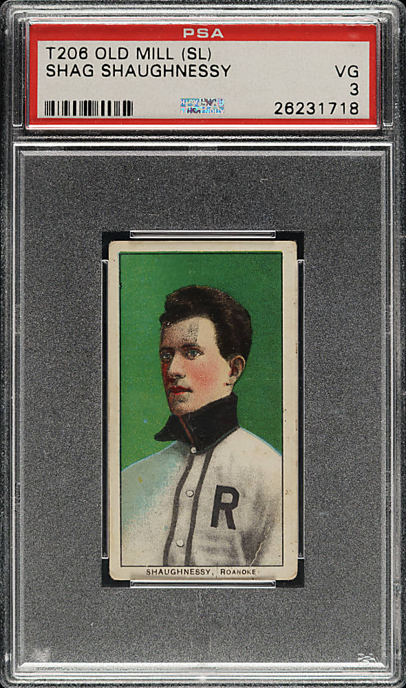 1909-1911 T206 White Border Shag Shaughnessy Southern Leaguer PSA VG 3 - Old Mill Back