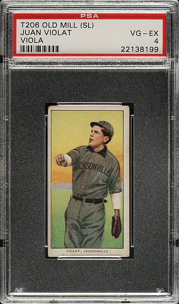 1909-1911 T206 White Border Juan Violat Southern Leaguer PSA VG-EX 4 - Old Mill Back