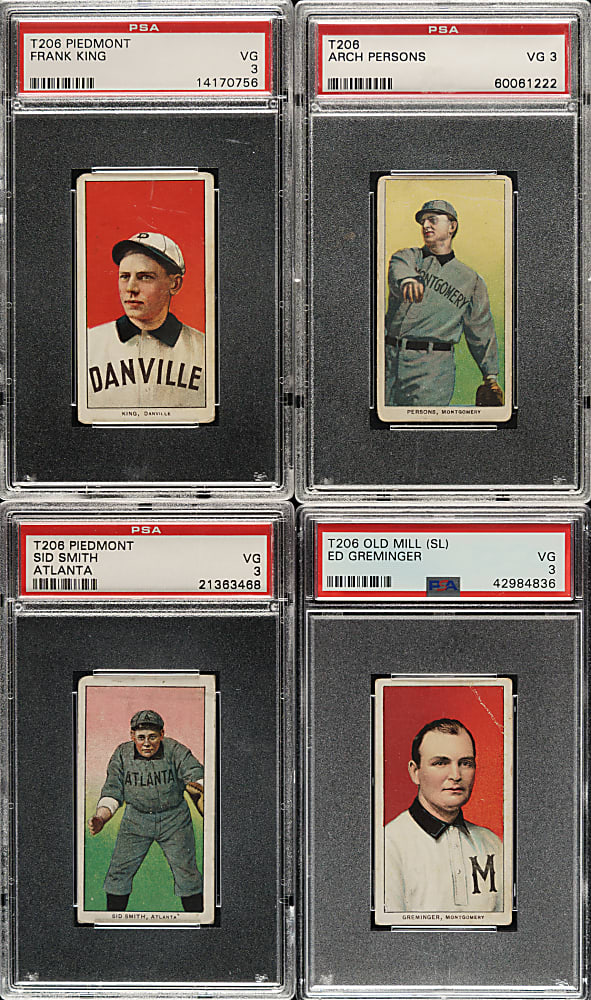1909-1911 T206 White Border PSA VG+ 3.5 and VG 3 Southern Leaguer Collection (8)