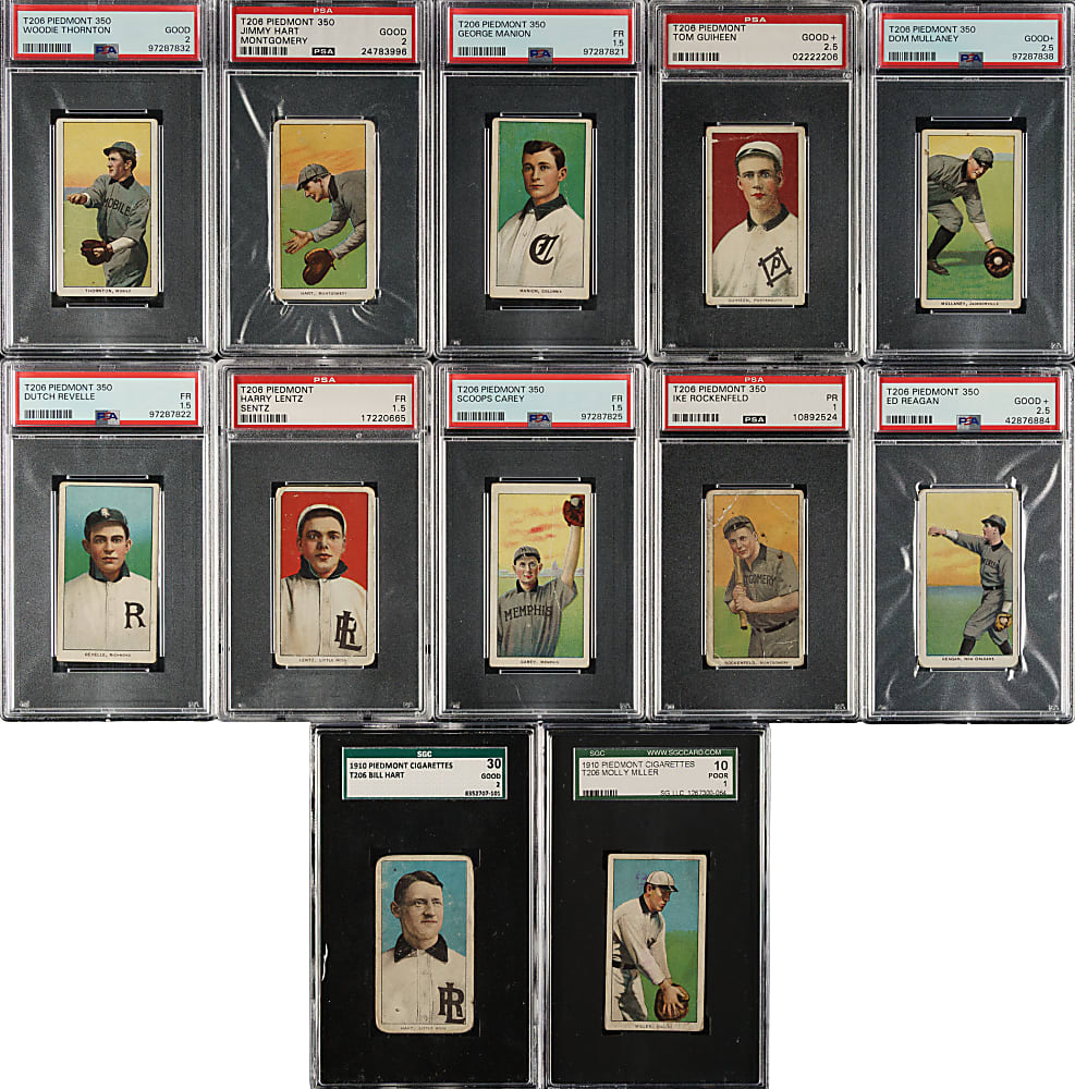 1909-1911 T206 White Border PSA- and SGC-Graded Southern Leaguer Collection (16)