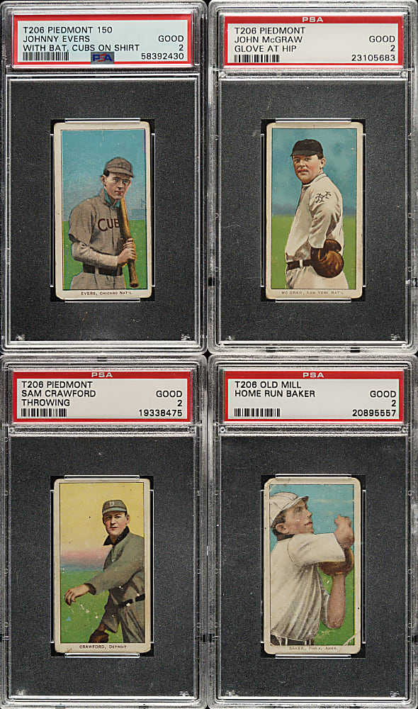 1909-1911 T206 White Border PSA- and SGC-Graded Hall of Fame Collection (5) Including Crawford, Evers, and McGraw
