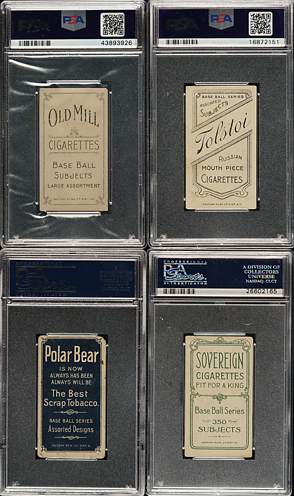 1909-1911 T206 White Border Scarce-Back PSA-Graded Collection (8) Including Old Mill, Polar Bear, Sovereign, and Tolstoi
