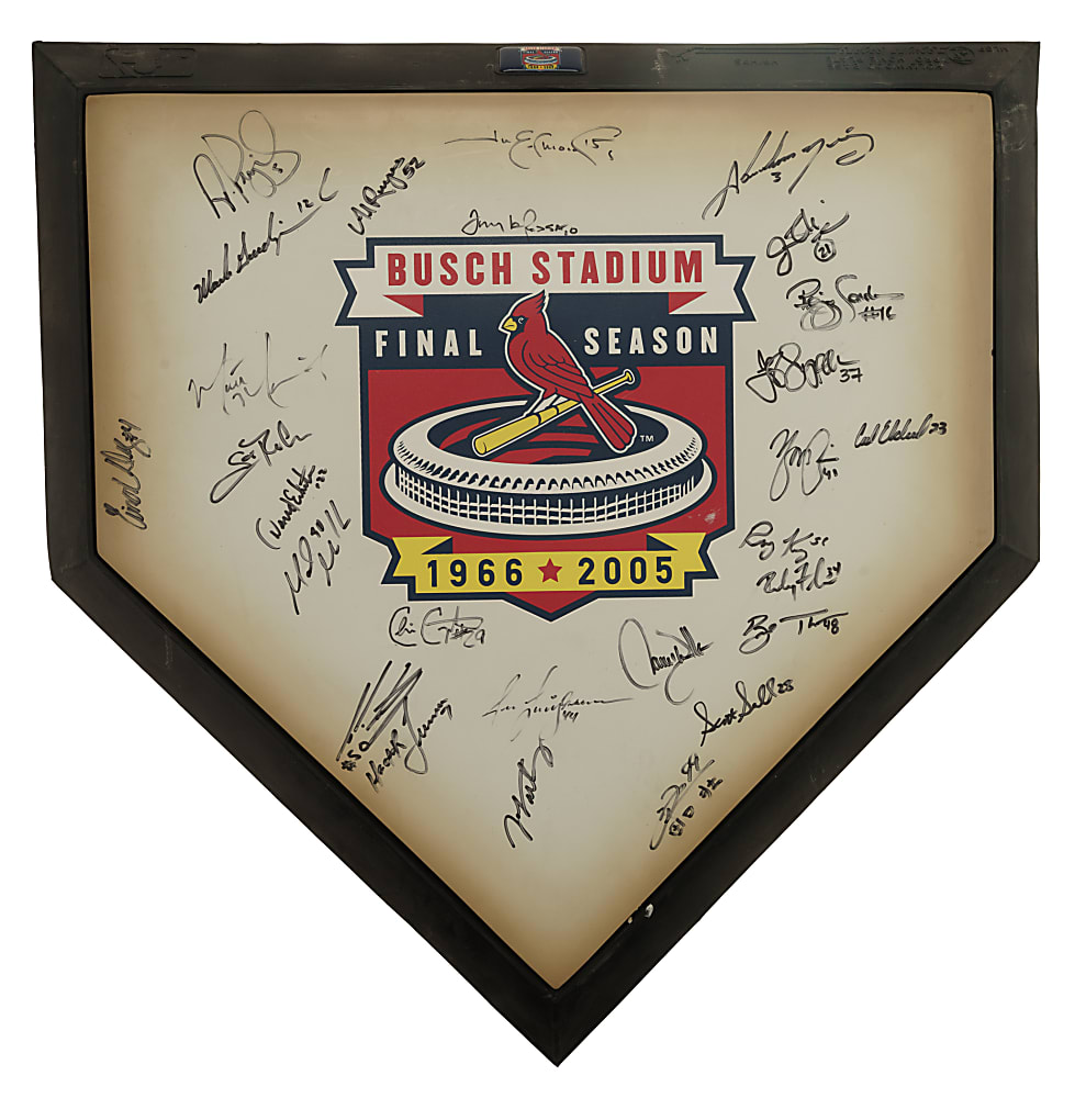2005 St. Louis Cardinals Team-Signed Home Plate Including Pujols, Molina, Rolen, and Walker
