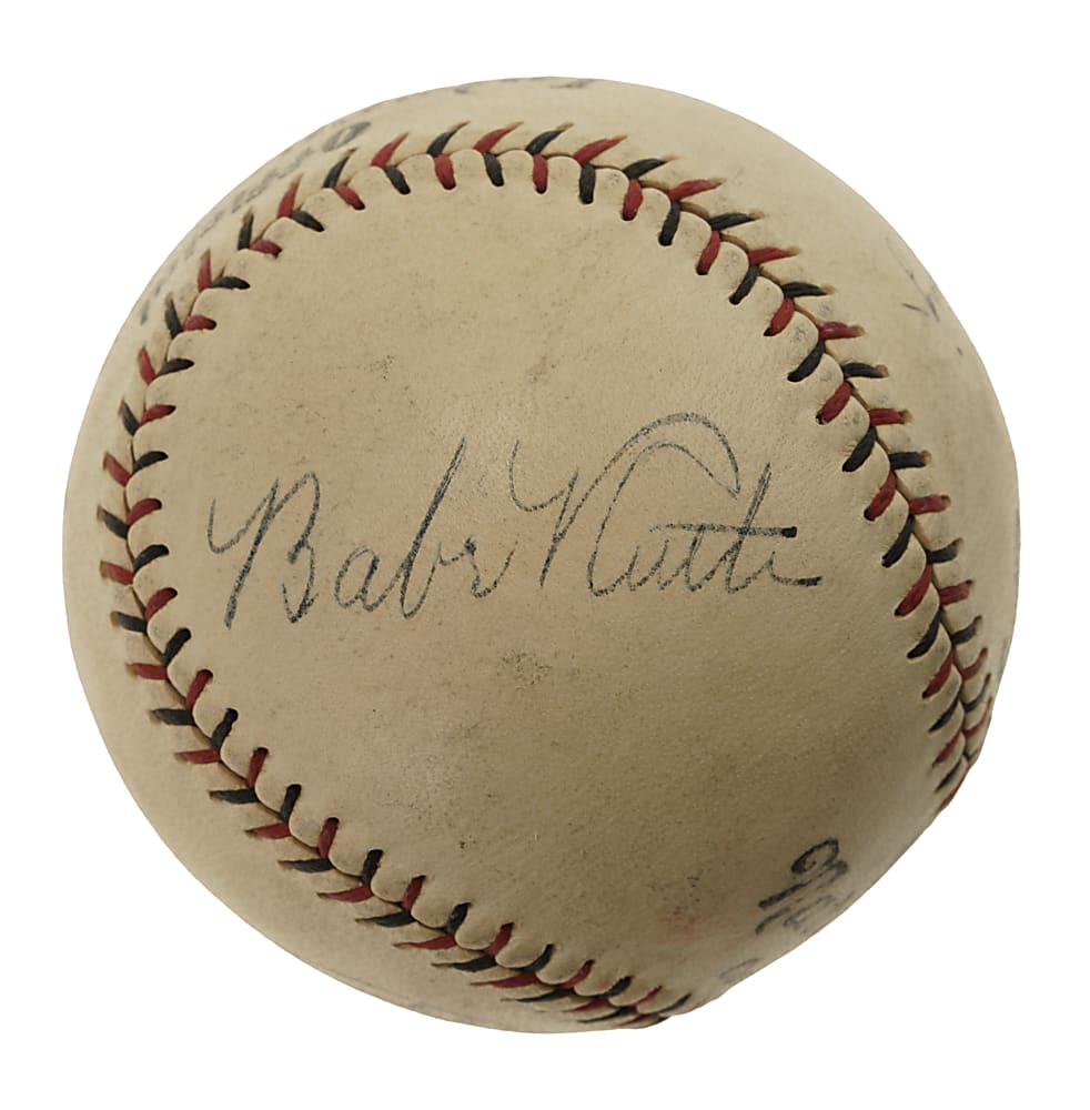 Extraordinary Babe Ruth and Lou Gehrig Dual-Signed Baseball PSA/DNA NM+ 7.5