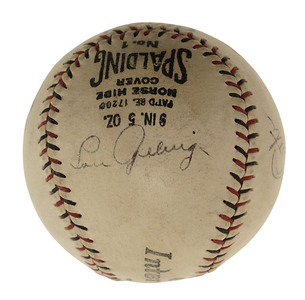 Extraordinary Babe Ruth and Lou Gehrig Dual-Signed Baseball PSA/DNA NM+ 7.5