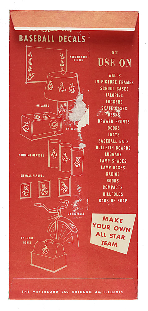 1952 Star-Cal Decals Type 2 Brooklyn Dodgers Six-Picture Promotional Panel with Roy Campanella, Gil Hodges, and Jackie Robinson