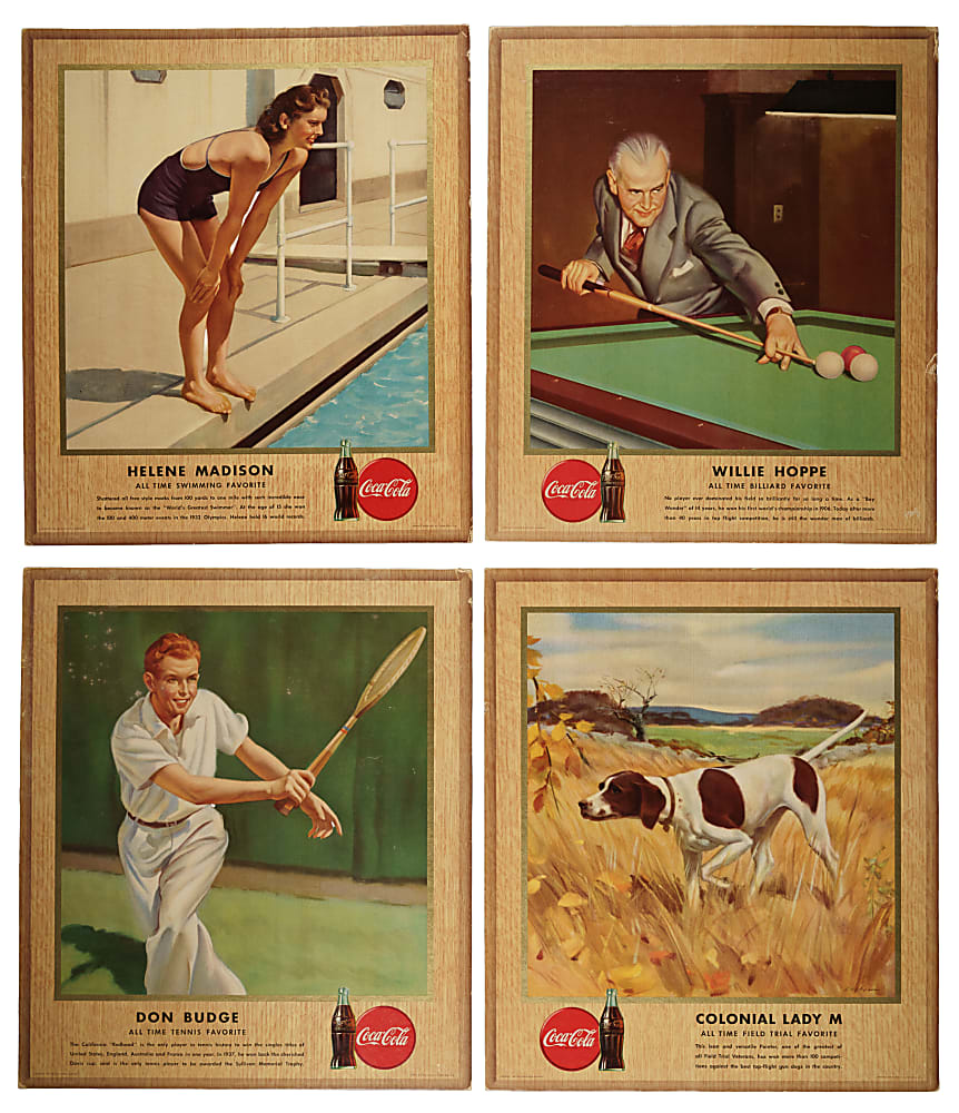 1947 Coca-Cola Advertising Display Near-Complete Set (9/10) Including Ty Cobb