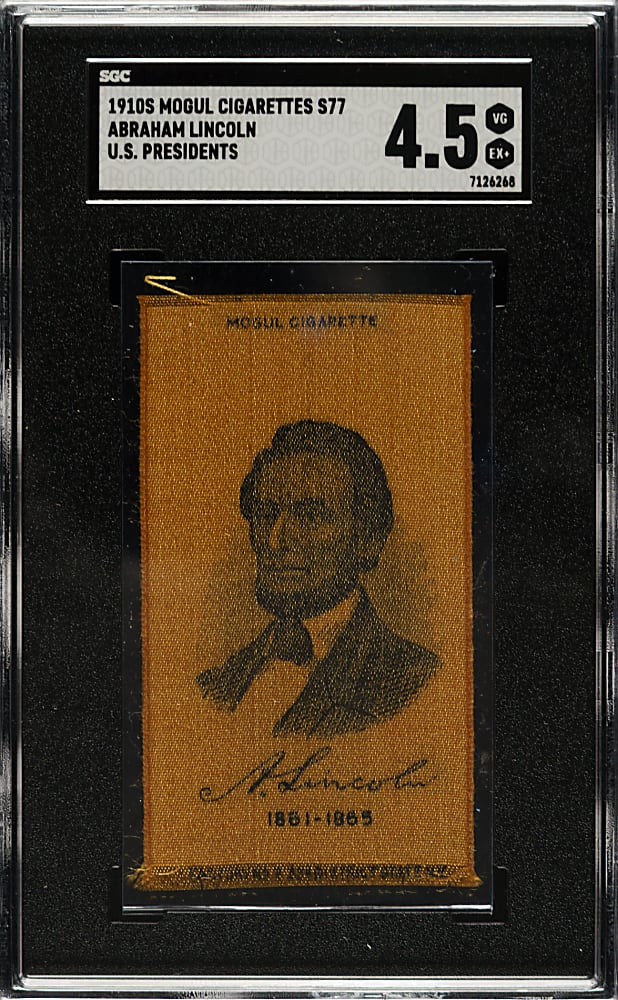 Circa 1910 S77 Mogul Cigarettes "Presidents of the United States" Tobacco Silks Abraham Lincoln SGC VG/EX+ 4.5