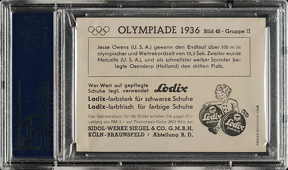 1936 Sidol-Werke Siegel Olympiade 1936 #43 Jesse Owens PSA NM-MT 8