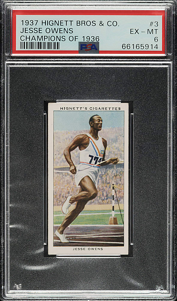 1937 Hignett Bros & Co. "Champions of 1936" #3 Jesse Owens PSA EX-MT 6