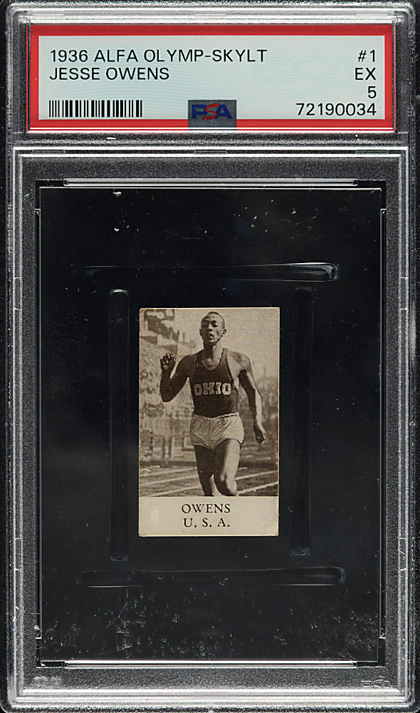 1936 Alfa Olymp-Skylt #1 Jesse Owens Rookie PSA EX 5