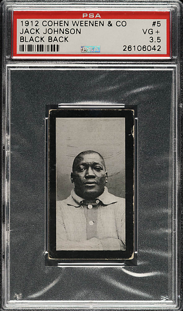 1912 Cohen, Weenen & Co. "Famous Boxers" Jack Johnson Black Back PSA VG+ 3.5