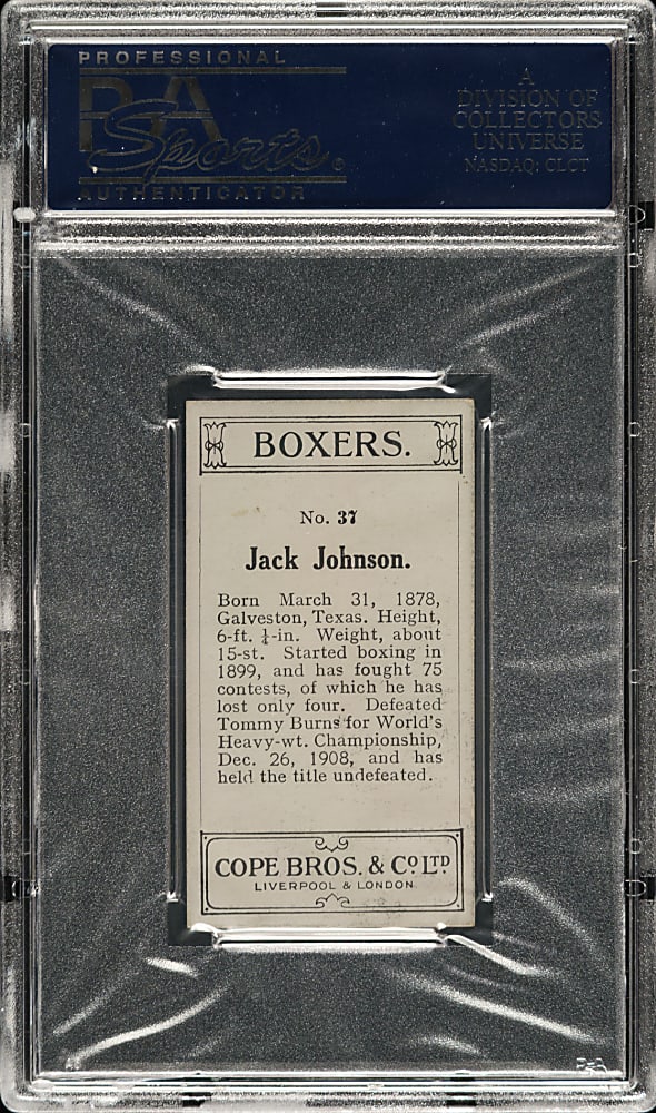 1915 Cope Bros. & Co. Boxers #37 Jack Johnson PSA EX-MT 6