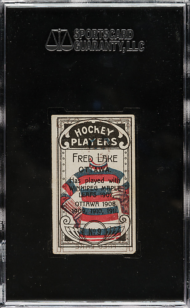 1911-1912 C55 Imperial Tobacco Hockey #9 Fred Lake SGC GOOD 30 - Ghost Image on Reverse