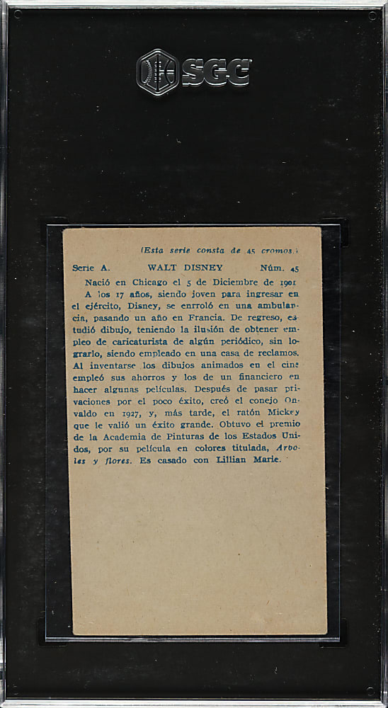 1932 Artistas De Cine Sonoro #45 Walt Disney SGC FAIR 1.5