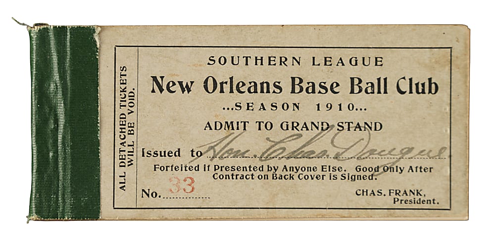 1910 New Orleans Pelicans Season-Ticket Booklet - Shoeless Joe Jackson on Team