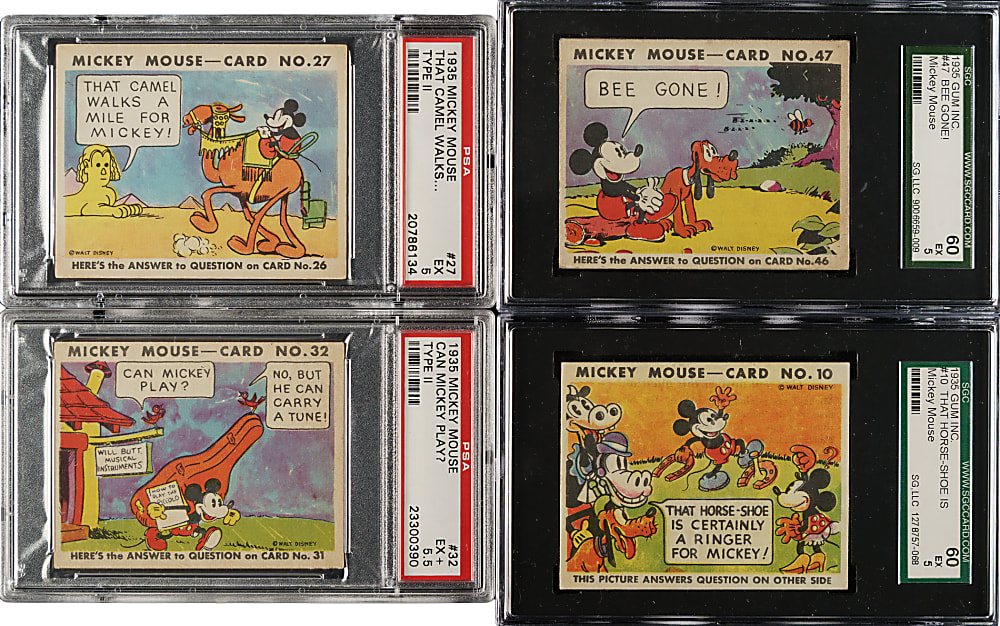 1935 R89 Gum, Inc. "Mickey Mouse" Bubble Gum Near-Complete Set (90/96) Plus Two Wax Wrappers