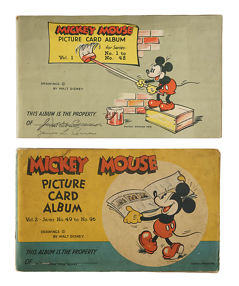 1935 R89 Gum, Inc. "Mickey Mouse" Bubble Gum Original Display Album Pair Including Series 2 (#49-96) Complete Set