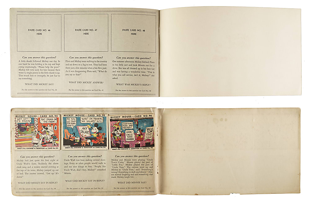 1935 R89 Gum, Inc. "Mickey Mouse" Bubble Gum Original Display Album Pair Including Series 2 (#49-96) Complete Set