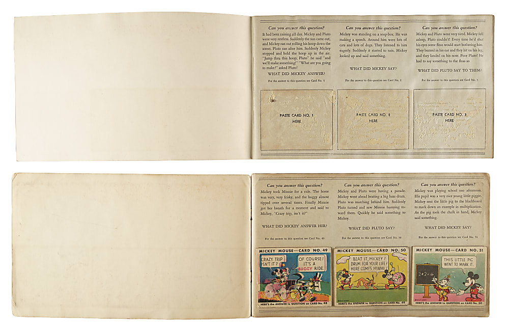 1935 R89 Gum, Inc. "Mickey Mouse" Bubble Gum Original Display Album Pair Including Series 2 (#49-96) Complete Set