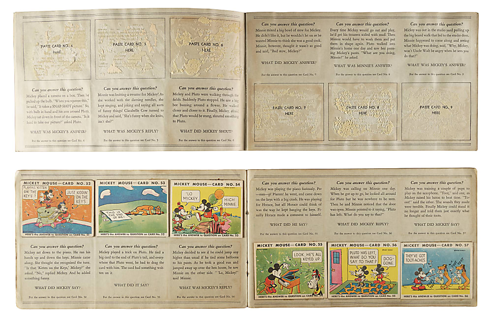 1935 R89 Gum, Inc. "Mickey Mouse" Bubble Gum Original Display Album Pair Including Series 2 (#49-96) Complete Set