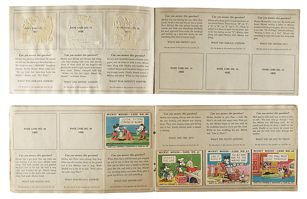 1935 R89 Gum, Inc. "Mickey Mouse" Bubble Gum Original Display Album Pair Including Series 2 (#49-96) Complete Set