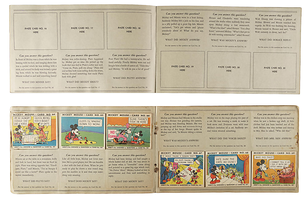 1935 R89 Gum, Inc. "Mickey Mouse" Bubble Gum Original Display Album Pair Including Series 2 (#49-96) Complete Set