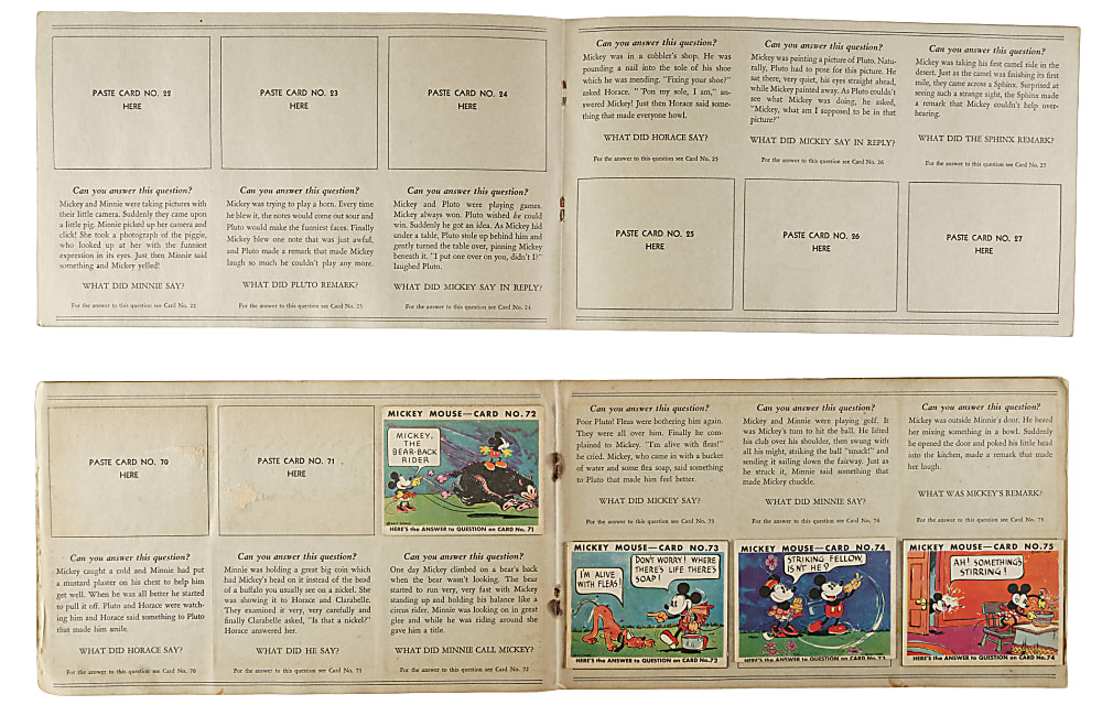 1935 R89 Gum, Inc. "Mickey Mouse" Bubble Gum Original Display Album Pair Including Series 2 (#49-96) Complete Set