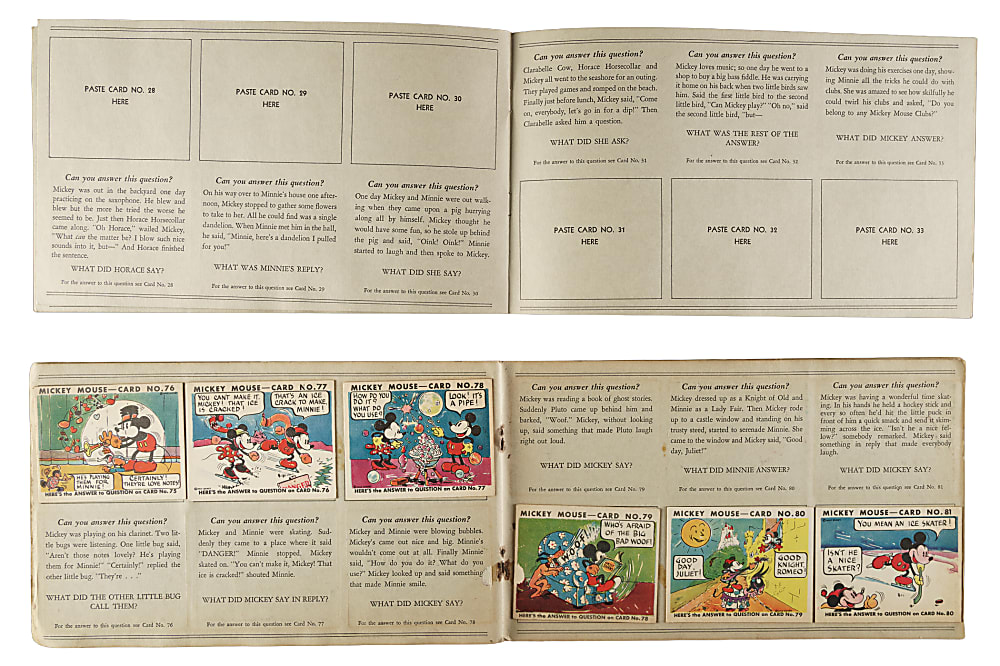 1935 R89 Gum, Inc. "Mickey Mouse" Bubble Gum Original Display Album Pair Including Series 2 (#49-96) Complete Set