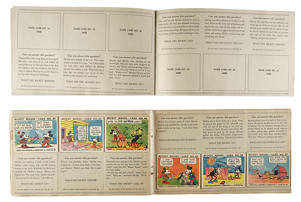 1935 R89 Gum, Inc. "Mickey Mouse" Bubble Gum Original Display Album Pair Including Series 2 (#49-96) Complete Set