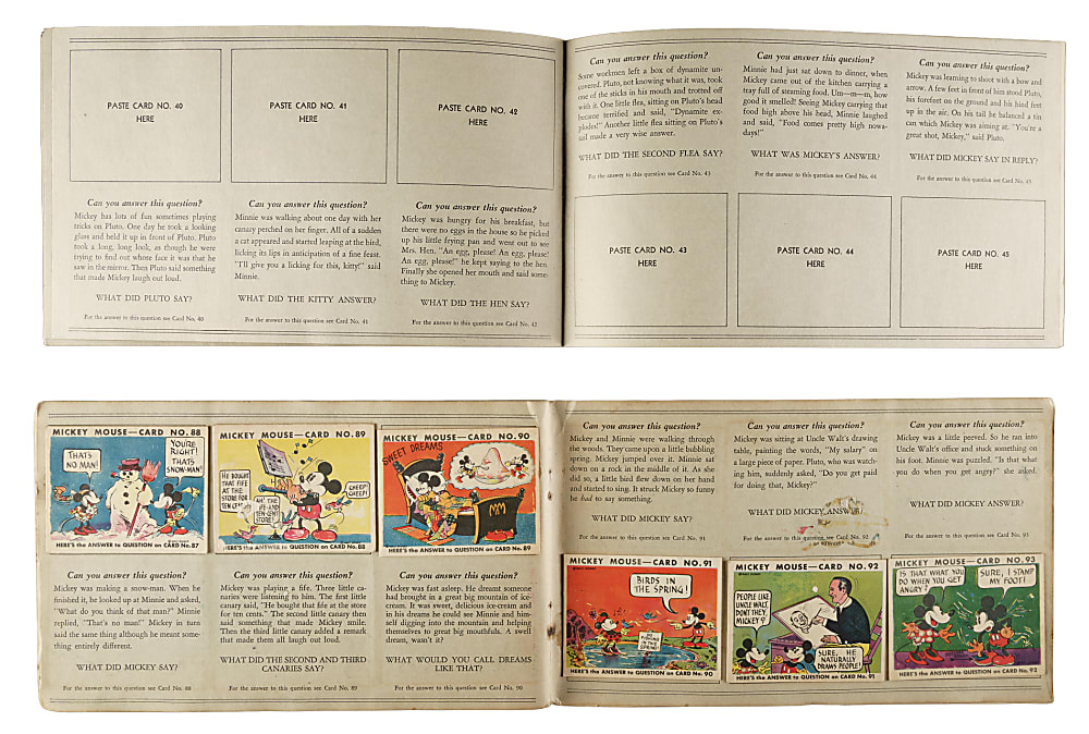1935 R89 Gum, Inc. "Mickey Mouse" Bubble Gum Original Display Album Pair Including Series 2 (#49-96) Complete Set