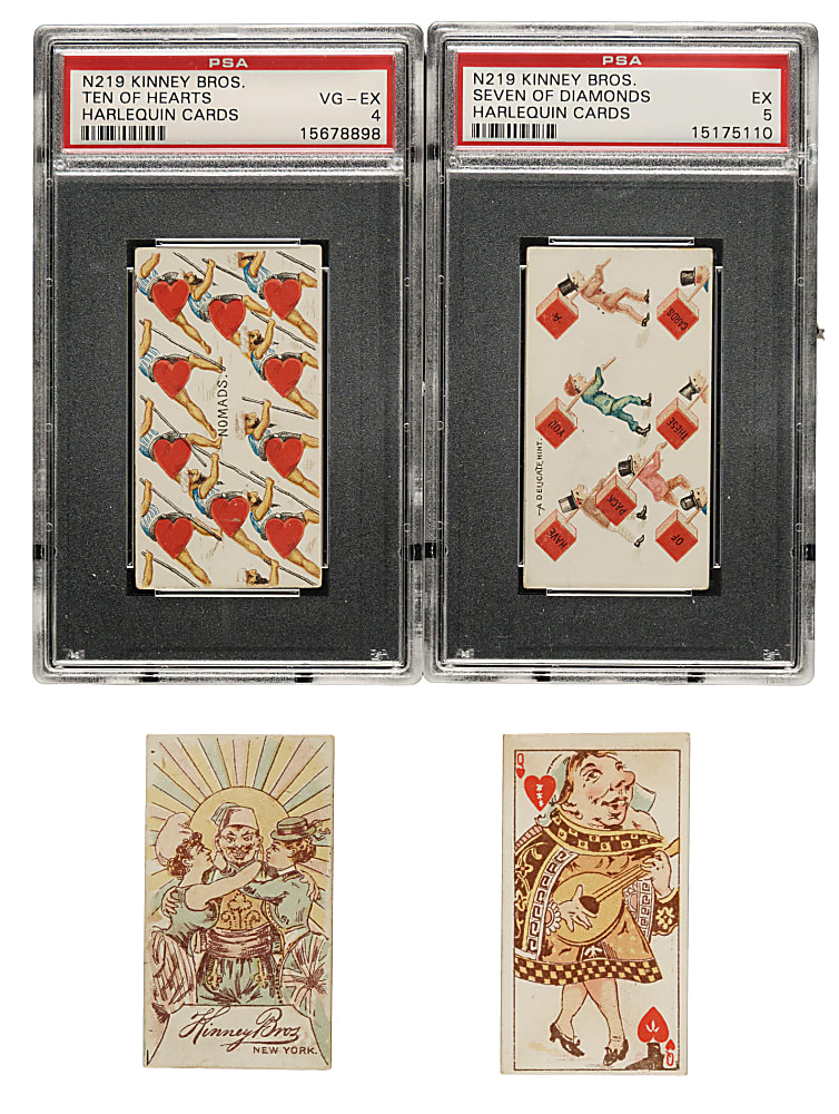 1888 N219 and N220 Kinney "Harlequin Cards" Series 1 & 2 Complete Set Pair (2 Sets, 105 Cards)