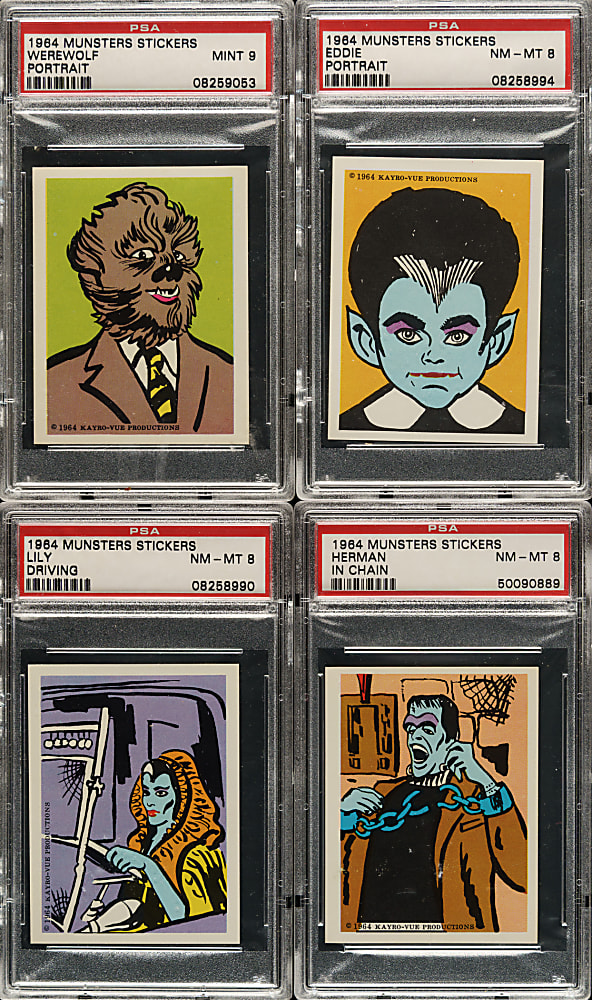 1964 Leaf "The Munsters" Stickers PSA-Graded Complete Set (16)