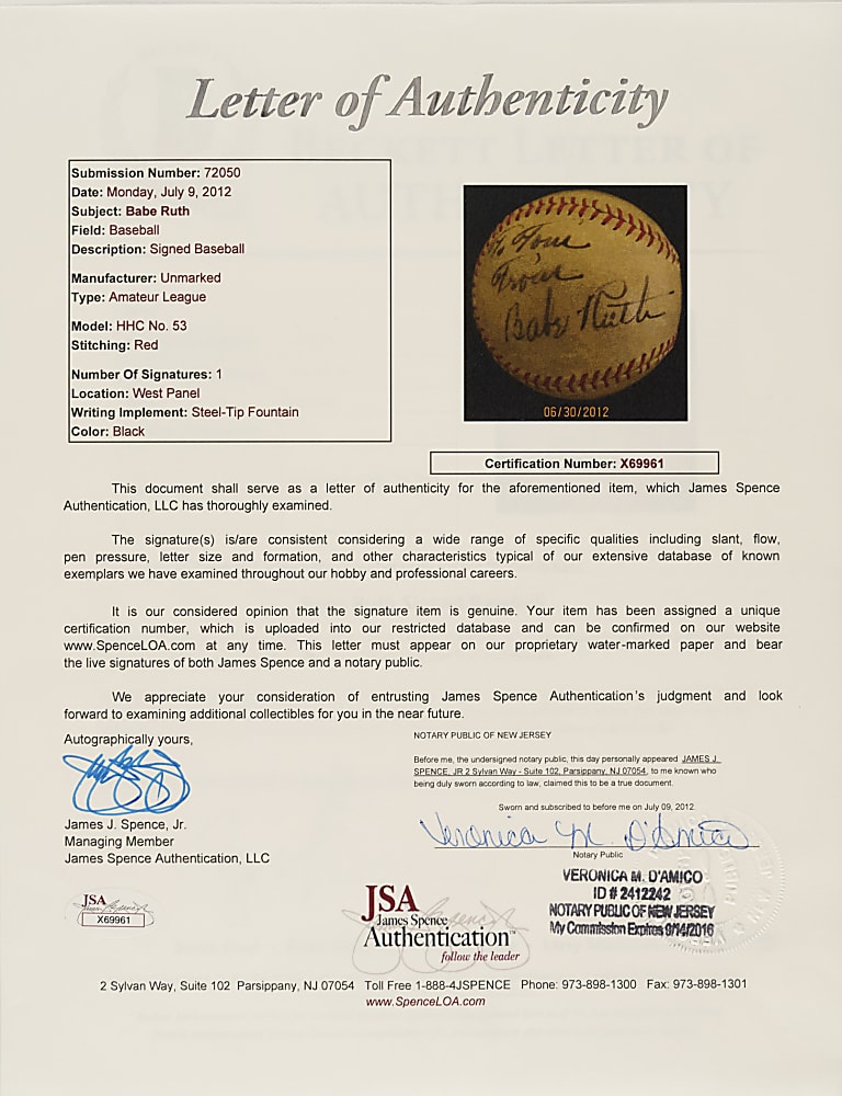 Babe Ruth Signed Baseball - Full LOAs from PSA/DNA, JSA, Beckett