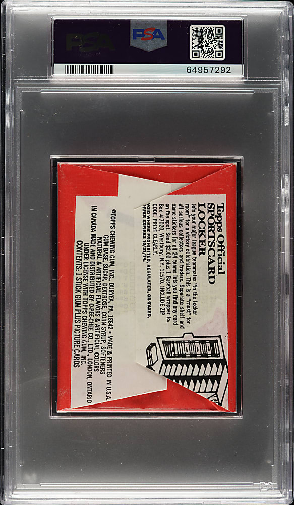 1974 Topps Unopened Wax Pack PSA NM-MT 8