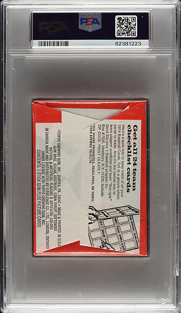 1974 Topps Unopened Wax Pack PSA NM-MT 8