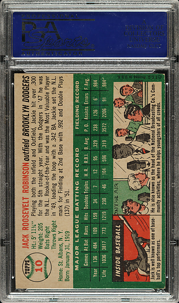 1954 Topps #10 Jackie Robinson PSA NM 7