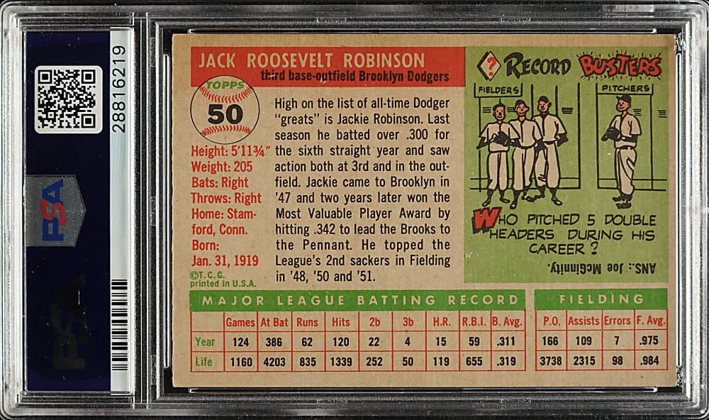 1955 Topps #50 Jackie Robinson PSA NM 7
