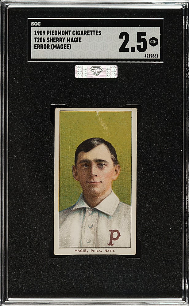 1909-1911 T206 White Border Sherry Magie Error - SGC GOOD+ 2.5 (MBA Silver Diamond)
